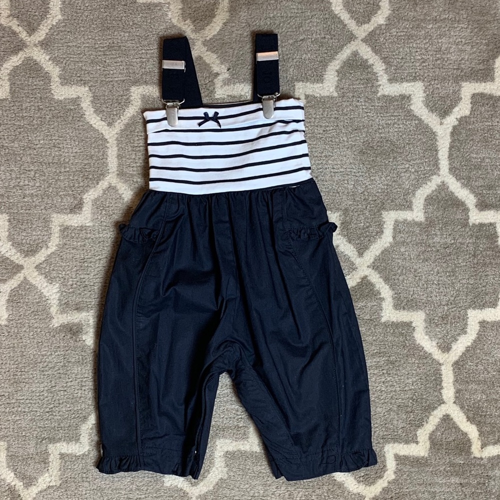 Navy Striped Kids Overalls